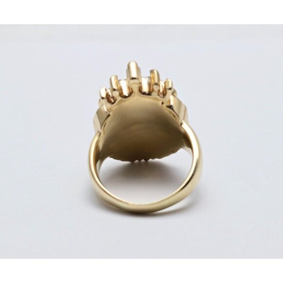 Unique 10K Solid Yellow Gold Designer Crown Lion Head Diamond Ring - Size 11.50 - Picture 12 of 15